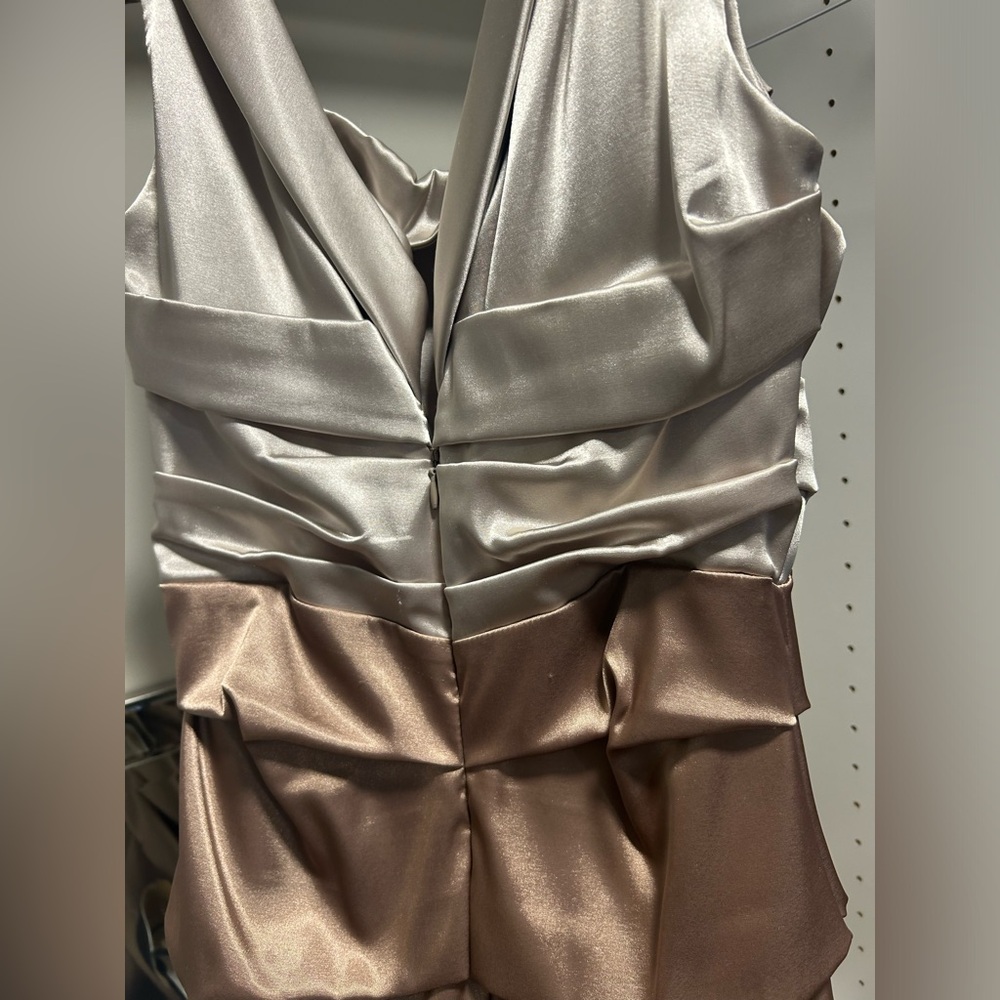 Women’s cream and champagne gold satin dress - Picture 2 of 4